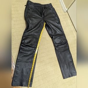 FirstGear premium leather motorcycle pants 34waist, 35 inseam Zipper/snap sides.